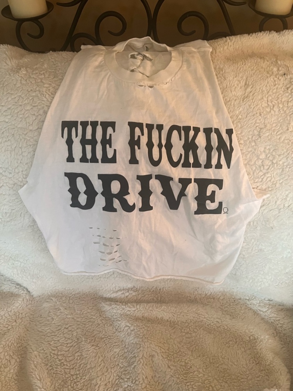 Graphic Muscle Tank — The Fuckin Drive Print — White and Black